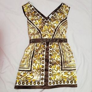 SUZY gold & brown floral patterned satin camisole top